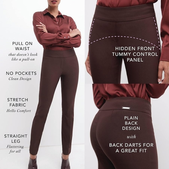 NWT Rekucci Women's Straight Leg Pant with Tummy Control. Black. 14 petite - Picture 2 of 10